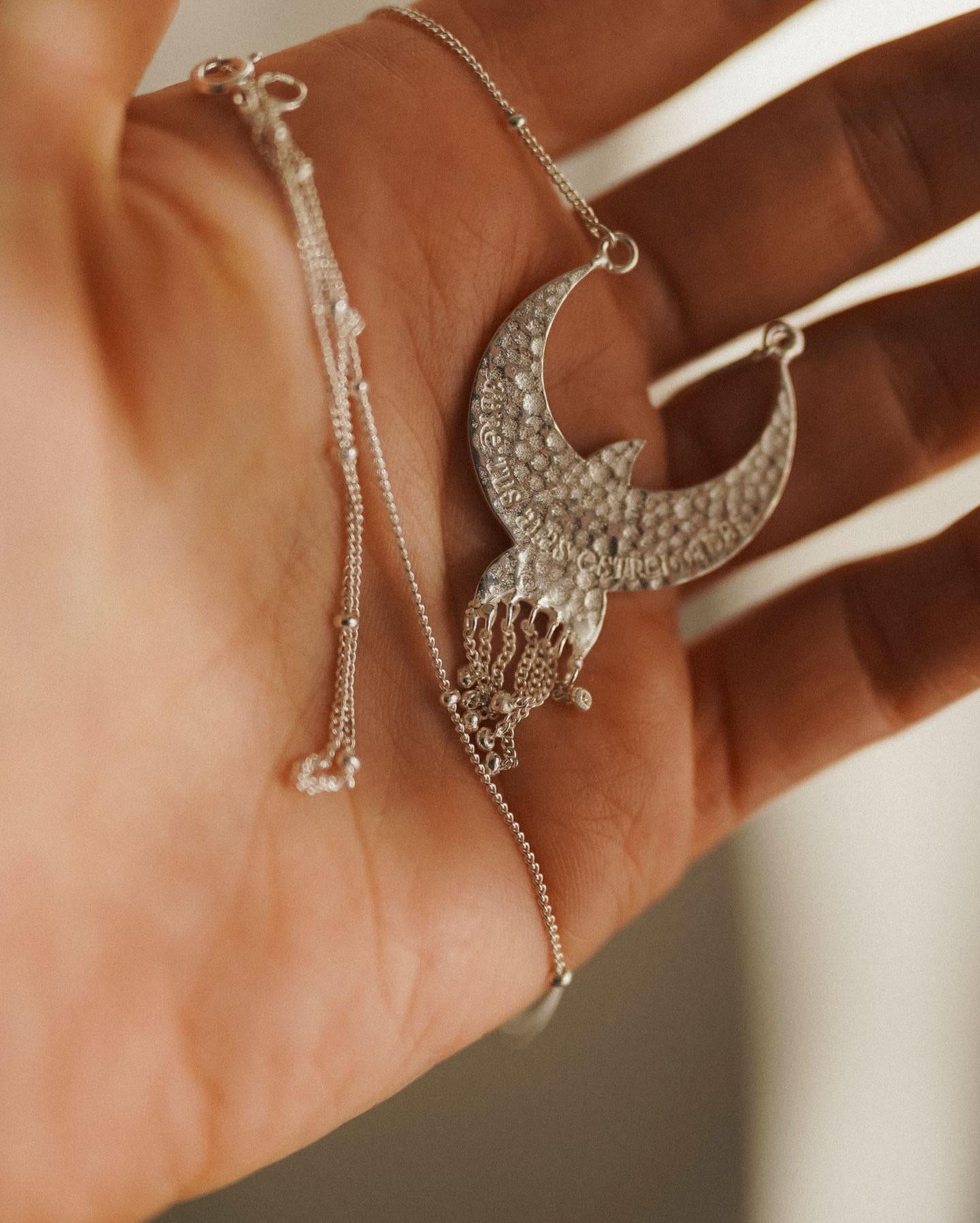 Moon Bird pendant necklace in silver