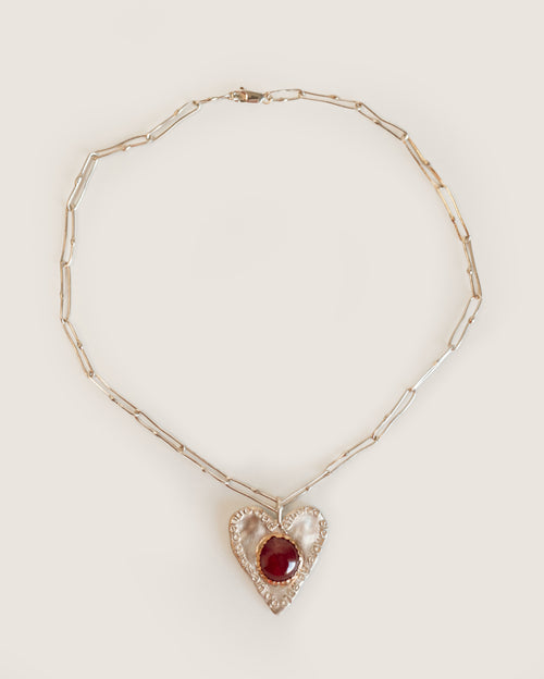 Asya Heart La Fuerza pendant chain necklace in silver and gold  Sol Jewelry