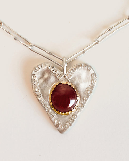 Asya Heart La Fuerza pendant chain necklace in silver and gold  Sol Jewelry