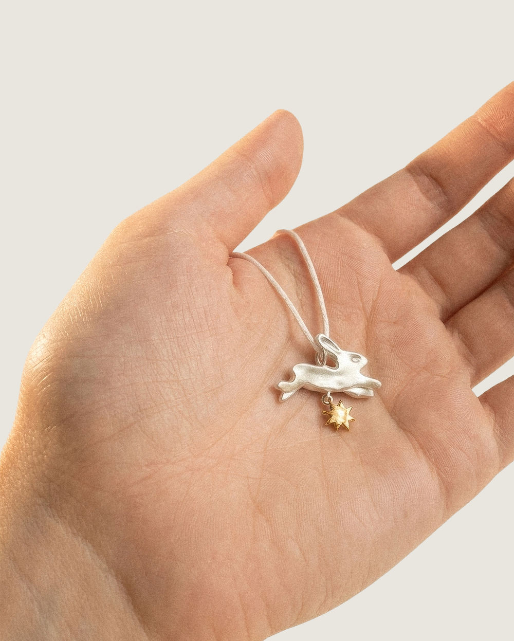 Bunny with star pendant necklace in silver