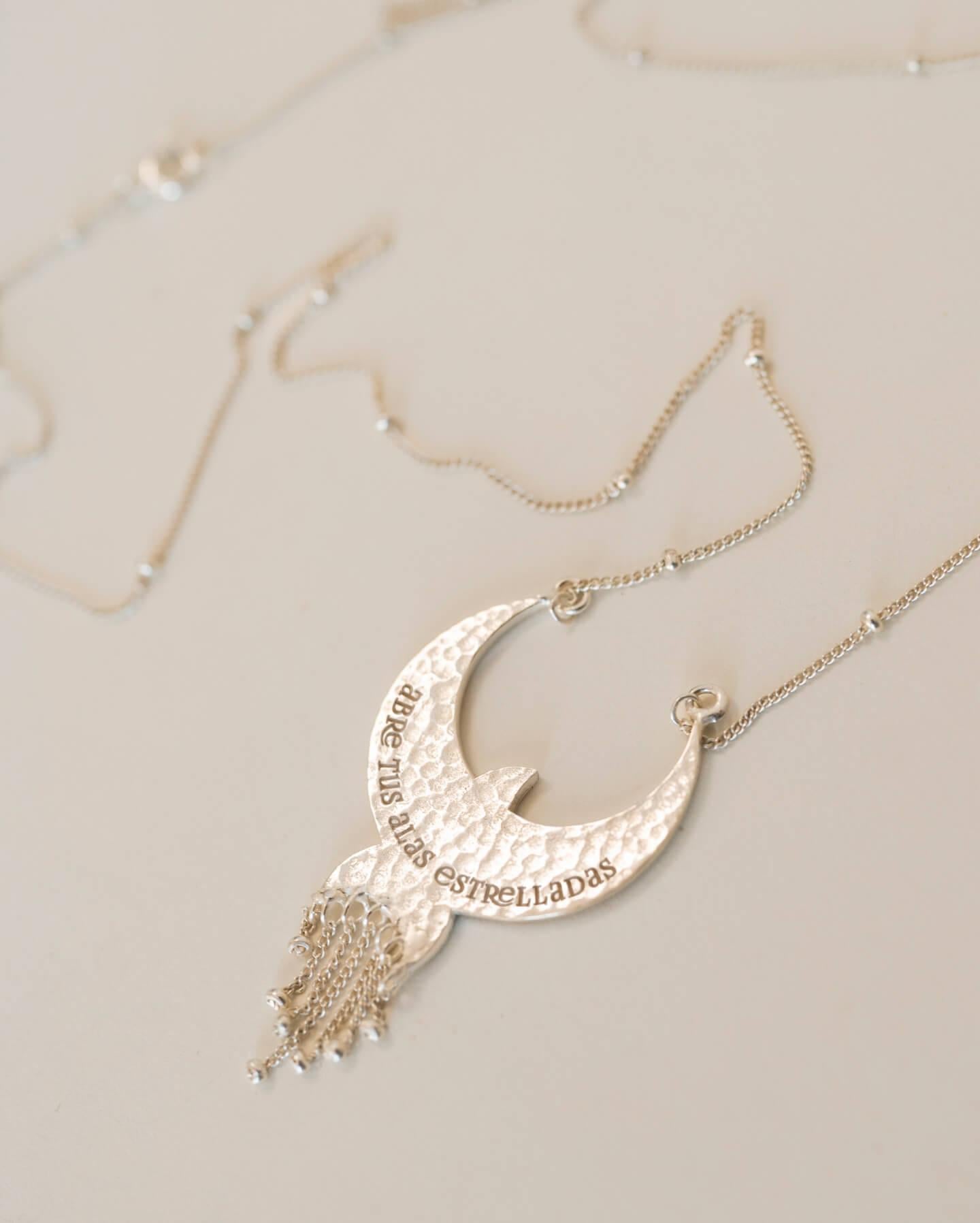 Moon Bird pendant necklace in silver