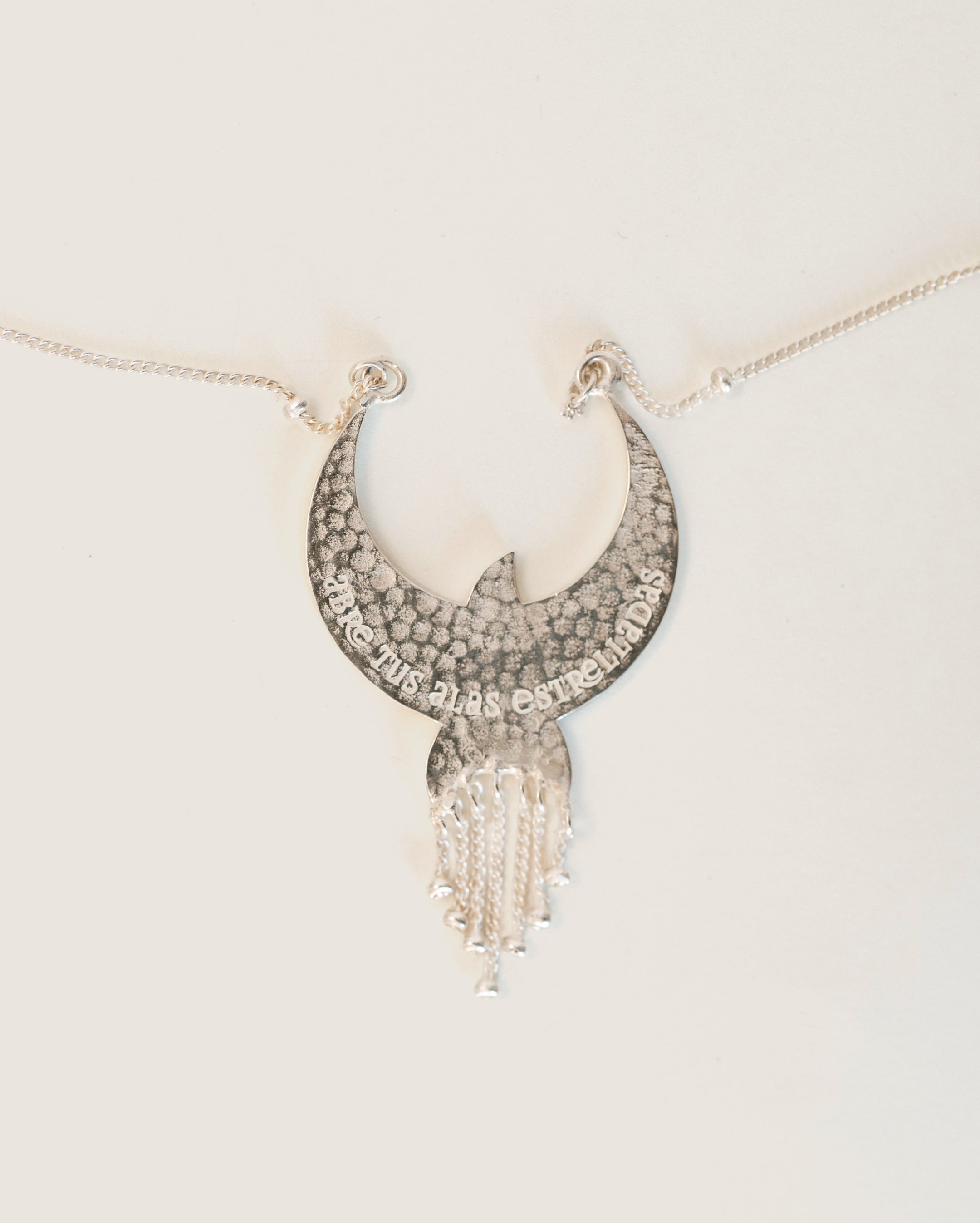 Moon Bird pendant necklace in silver