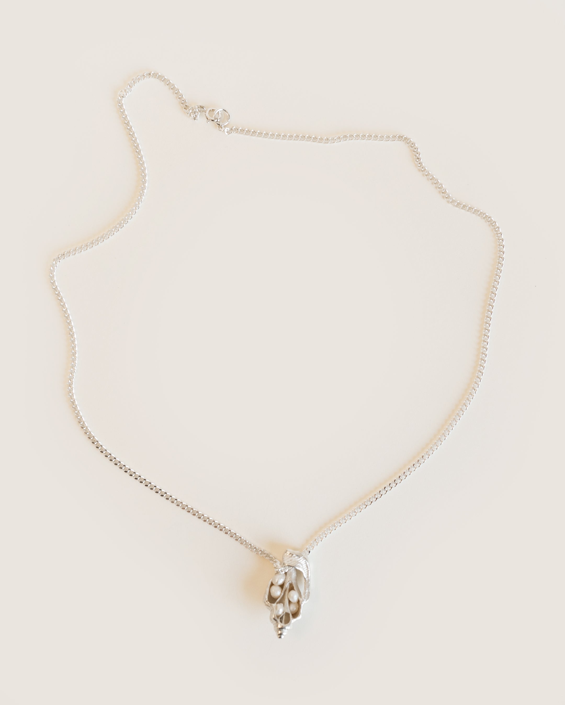 Shell pendant chain necklace in silver