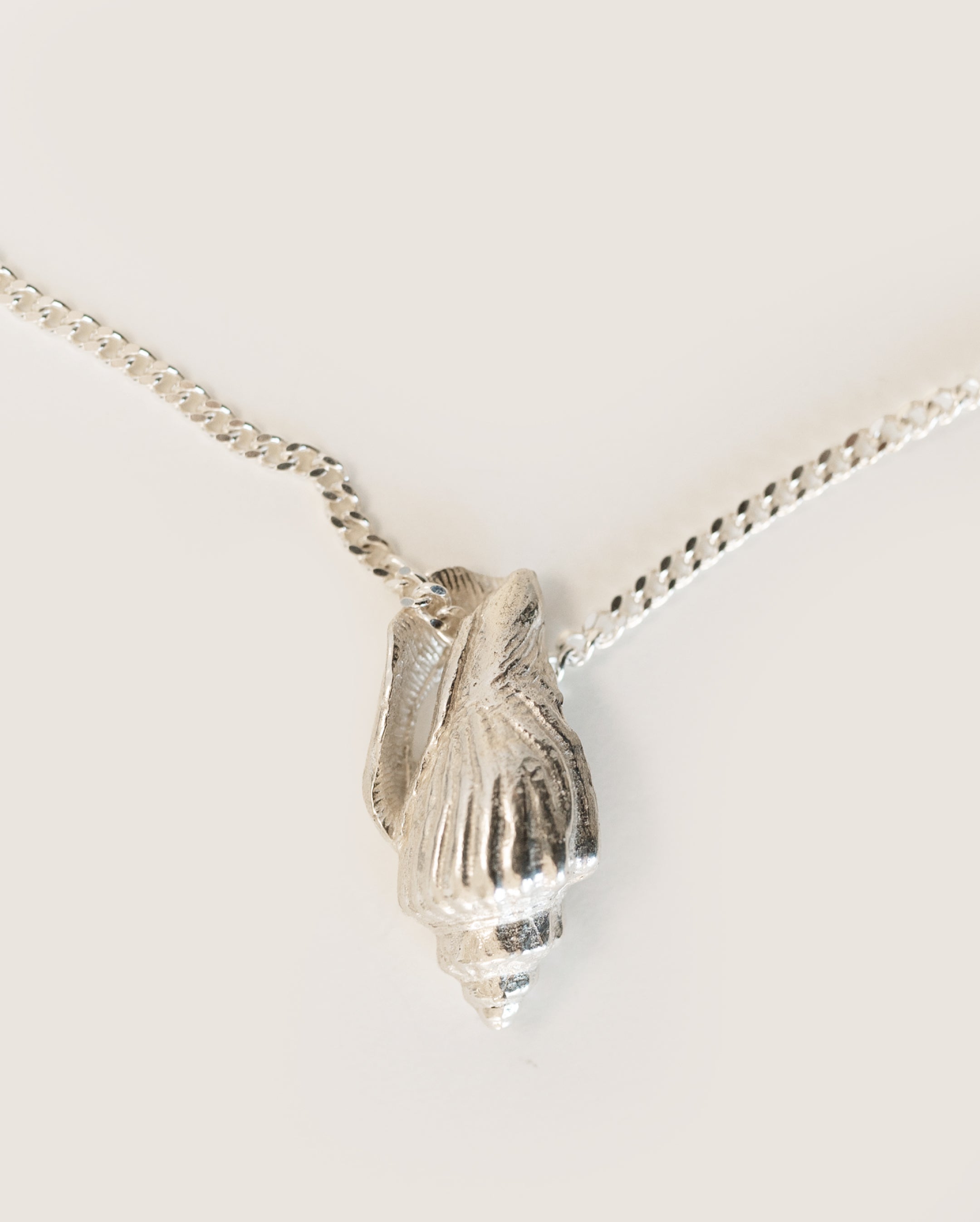 Shell pendant chain necklace in silver