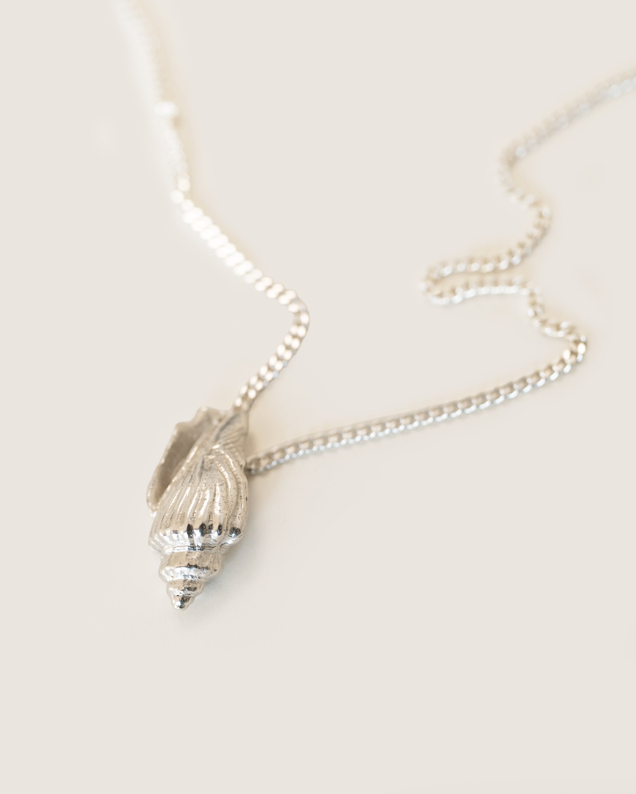 Shell pendant chain necklace in silver